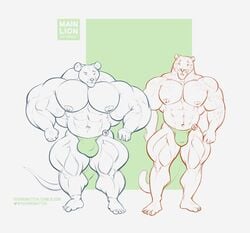 2017 abs anthro areola balls benji_(character) big_balls big_bulge big_penis bulge clothed clothing clouded_leopard comparison ear_piercing feline hyper hyper_muscles mainlion male male_only mammal markings mouse muscular muscular_male nipples pecs penis penis_shaped_bulge piercing rodent simple_background thick_thighs topless underwear vein veiny_muscles