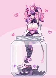 1girls animated big_breasts bouncing_breasts breast_jiggle breasts bubi cleavage demon_girl demon_horns female fishnets horns indie_virtual_youtuber ironmouse jar jiggle jiggle_physics jiggling_breasts large_breasts limebreaker looping_animation massive_breasts pink_eyes pink_hair pointy_ears thighhighs twintails virtual_youtuber vtuber