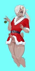 absurd_res accidental_holly anthro balls christmas clothing erection femboy genitals hi_res holidays holly_(plant) kirikatt lagomorph leporid male mammal penis plant rabbit solo