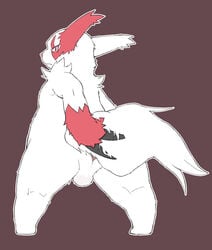 anthro anus ass backsack balls furry haganedon looking_at_viewer looking_back male male_only nintendo perineum pink_eyes pokemon pokemon_(species) presenting presenting_hindquarters raised_tail solo standing video_games zangoose