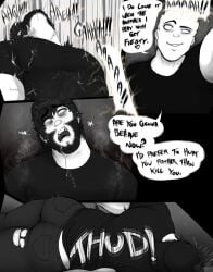 2boys 2d 2d_(artwork) 2d_artwork 2male 2males abuse abused abused_male angry angry_expression angry_eyes angry_face angry_sex backwards_baseball_cap backwards_cap backwards_hat baseball_bat beard beating big_cock big_dick big_penis big_sub big_sub_small_dom big_sub_small_top black_eyebrows black_fingerless_gloves blue_eyes chocking clawed_fingers clawed_hands claws clothed clothed_female clothed_male colorless comic comic_page crazy_eyes crazy_smile crying crying_with_eyes_open dark_circles dark_eyebrows dark_hair drool drool_on_face drool_string drooling drooling_tongue electric electric_shock electricity english english_commentary english_dialogue english_language english_text eye_bags eyebags fingerless_gloves freckles freckles_on_body freckles_on_face fried fully_clothed fully_clothed_male furrowed_brow furrowed_brows furrowed_eyebrows gay gay_domination gay_rape gay_sex grayscale hand_on_neck hand_on_throat happy_trail huge_cock huge_dick huge_penis hunter_(sabbasarts) jacket kyle_langdon_(sabbasarts) light_hair male massive_cock massive_dick massive_penis metal_baseball_bat moan moaning moaning_in_pain moans motion_lines original original_character original_characters page_11 page_number pubic_hair pubic_hair_on_body pubic_hair_peek pubic_tuft rape raped_male red_text sabbasarts saliva saliva_drip saliva_string saliva_trail screaming screaming_in_agony screaming_in_pain shaking shaking_lines sharp_claws sharp_fingernails sharp_teeth shock shocked shocked_expression shocked_eyes shocked_face shocked_look shocking shouting size_difference small_dom small_dom_big_sub smile smiling smiling_at_another smiling_at_partner spiked_jacket straight_hair suprised suprised_expression suprised_eyes suprised_face suprised_look sweat sweatdrop sweating sweaty sweaty_body tall taser tazer tear tearing_up tears uncolored wavy_hair yelling
