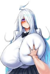 2b213 ai_generated animated big_breasts blue_hair blush breasts, grabbing groping hand_on_breast hi_res highres huge_breasts ignoring large_breasts mei_(2b213) purple_eyes sn7314 sound tagme video