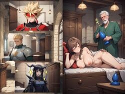 2boys 2girls ai_generated angry awkward bed blush breasts buttplug clinic dart_feld disappointed doctor embarrassed happy hurt lavitz_(dragoon) nipples nude_female old_male pubic_hair rose_(dragoon) shana_(dragoon) sweat the_legend_of_dragoon urbanflair