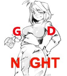 1futa a2s_01 aik0s arcueid_brunestud big_breasts big_penis blonde_futa blonde_hair bulge bulge_under_clothes busty clothed clothing dick dickgirl english_text erect_penis erection erection_under_clothes fat_cock futa_only futanari good_morning_(meme) hand_on_hip holding_cup huge_breasts huge_cock hyper large_penis melty_blood_arcueid_figure_(meme) meme monochrome mostly_clothed penis penis_outline penis_under_clothes semen smug solo tsukihime