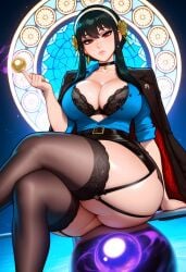 yor_briar yor_forger spy_x_family light-skinned_female light_skin 1girls 1girl solo solo_female female_only curvy curvy_figure curvaceous curvy_female curvy_body curvaceous_figure curvaceous_female voluptuous voluptuous_female long_hair black_hair red_eyes hi_res highres ai_generated ai-created stable_diffusion dreamcoreart teasing teasing_viewer huge_breasts huge_ass large_breasts venus_body slender_waist busty crossed_legs formal_wear