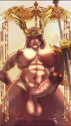 angela_(aldrif_odinsdottir) animated areola big_balls big_breasts big_muscles big_penis big_thighs brown_hair dukenukiler face_shadow faceless futa_focus futa_only futanari gold_gauntlet gold_mask golden_ornaments hand_on_hip huge_balls huge_breasts huge_cock huge_testicles huge_thighs inminent_anal inminent_rape inminent_sex intimidating intimidating_woman laying_on_back laying_on_ground loop looping_animation low-angle_view marvel marvel_rivals mask muscular_female muscular_thighs nipples pov predatory_look saggy_balls serious_face shadow_face simple_background spear thor_(series) throbbing_balls throbbing_cock throbbing_penis twitching_balls twitching_cock twitching_penis veiny_cock veiny_penis