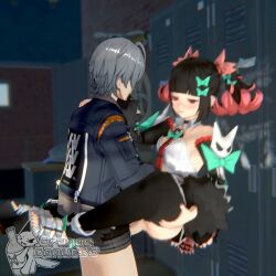 1:1 1boy 1girls 3d 3d_animation age_difference angels_of_delusion animated big_penis blush bottomless carrying carrying_partner colored_nails female_moaning grey_hair hoyoverse light-skinned_female light-skinned_male light_skin locker locker_room mihoyo nangong_yu_(zenless_zone_zero) orangedonut33 painted_nails shorter_than_30_seconds small_breasts sound stand_and_carry_position thighhighs twintails two-tone_hair vaginal_penetration video wise_(zenless_zone_zero) younger_female zenless_zone_zero