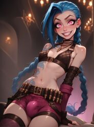 1futa ai_generated arcane armor armpits ass balls belt belt_buckle belt_collar big_ass big_breasts big_butt big_hips big_penis bikini_top blue_hair braid braided_hair braided_twintails breasts bulge bulge_through_clothing bullet bullets cleavage clothed clothes clothing crazy crazy_eyes crazy_female crazy_futa dick dickgirl eyebrows eyelashes female futa_only futanari gloves grin grinning grinning_at_viewer hair half-dressed half_clothed half_naked hands-free huge_cock indoors intersex jinx_(league_of_legends) league_of_legends light_blue_hair lips lipstick long_hair looking_at_viewer makeup nail_polish nails nails_painted narrow_waist narrowed_eyes necklace nose penis pink_eyes pink_lips pink_lipstick pink_nail_polish pink_nails pink_shorts really_long_hair seducing seductive seductive_eyes seductive_gaze seductive_look seductive_mouth seductive_pose seductive_smile short_shorts shorts smile smile_at_viewer smiley_face smooth_balls smooth_penis smooth_skin solo solo_dickgirl solo_focus solo_futa testicles topwear velonix