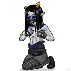 1girls 2010 alien alien_girl alien_humanoid biiguru black_hair black_sclera blue_eyes blue_nipples body_blush bottomwear breasts breasts_out broken_glasses broken_horn equius_zahhak female female_only glasses glasses_on_head gray_body gray_pants gray_tongue grey_skin hair homestuck homestuck_troll horns kneeling lactating lactating_nipples lactation long_hair looking_at_viewer ms_paint_adventures muscular muscular_arms muscular_female nipples on_knees open_mouth orange_horns pants pointy_ears raised_eyebrows rule_63 sharp_teeth shirt shirt_down simple_background small_breasts solo solo_female sunglasses sunglasses_on_head sweat sweaty sweaty_body sweaty_breasts tongue tongue_out topless topless_female white_background