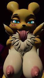 3d absurd_res anthro blue_eyes breasts digimon female furry furry_female large_breasts mayosplash nipples pink_nipples renamon tongue_out vrchat