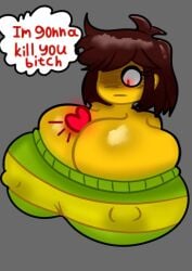 between_tits big_breasts chococheese63 deltarune english_text female kris_(deltarune) kris_female_(deltarune) tagme undertale_(series)