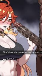 1boy 1boy1girl 1girl1boy 1girls ahoge ai_assisted ai_generated alternate_costume black_nails black_sports_bra blush breasts cheating cleavage clothes_writing cuckold cuckolding dark-skinned_male dark_skin earrings english_text erection fellatio female genshin_impact hand_up hoyoverse huge_cock interracial jewelry large_breasts large_penis long_hair looking_at_viewer mavuika_(genshin_impact) mihoyo multicolored_hair nail_polish navel nay_juno netorare ntr oral orange_eyes orange_hair penis penis_grab red_hair saliva sexy sexy_pose smile snapchat snapchat_ntr sports_bra stomach straight sweat teasing_cuck teasing_cuck_with_phone testicles text two-tone_hair uncensored veins veiny_penis very_dark_skin very_long_hair