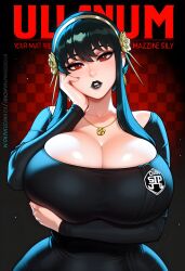 1girl 1girls ai-created ai_generated black_hair black_lipstick black_nails busty cleavage curvaceous curvaceous_female curvaceous_figure curvy curvy_body curvy_female curvy_figure dreamcoreart female_only hi_res highres huge_ass huge_breasts large_breasts light-skinned_female light_skin lipstick long_hair nail_polish red_eyes slender_waist solo solo_female spy_x_family stable_diffusion teasing teasing_viewer upper_body venus_body voluptuous voluptuous_female yor_briar yor_forger