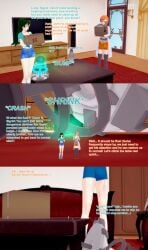 1boy 2girls 3d english_text female giant_male green_hair koikatsu male muscular muscular_male oc orange_hair original original_character riviera_pequena shrinking shrunken_female sigrid_psyze size_difference stepsibling text unaware underwear xavier_huge xavierhuge