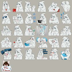 anthro ass backsack balls boss_monster caprine foreskin fur goat grey_background horn konicoon male male_only mammal nude pancakes_(character) penis simple_background solo switch telegram_stickers undertale video_games white_balls white_fur