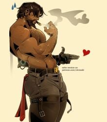 beard chris_sdd cigar cole_cassidy daddy dilf gay hairy male overwatch pants smoking solo