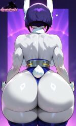 ai-created ai_art ai_generated ass ass_focus bob_cut boku_no_hero_academia booty butt_focus cosplay curvaceous curvy curvy_female curvy_figure dc_comics facing_away female female_only from_behind from_behind_position houseofwaifu huge_ass huge_butt mirko_(cosplay) miruko_(cosplay) purple_hair rachel_roth raven_(dc) short_hair teen_titans thick_ass thick_hips thick_legs thick_thighs wide_hips wide_thighs