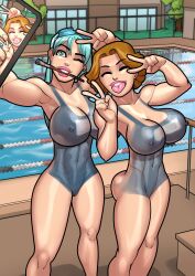 2girls big_ass big_breasts big_thighs blue_hair bodypaint breasts brown_hair completely_nude completely_nude_female curvaceous curvy curvy_figure cyan_hair digital_media_(artwork) female female_only goggles herron_house_(series) hips hourglass_figure huge_ass huge_breasts huge_thighs jacqui_herron janet_herron large_ass large_breasts large_thighs legs light-skinned_female light_skin mature mature_female multiple_girls my_mom_and_sister_are_size_queen_sluts nude nude_female painted_clothes peace_sign phone phone_screen pool poolside rabies-t-lagomorph selfie slim_waist slutwr1ter thick thick_hips thick_legs thick_thighs thighs tongue_out voluptuous waist wide_hips wide_thighs