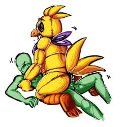 1boy 1boy1girl 1girls 3_toes anal anal_sex animatronic animatronic_female animatronic_penetrated anon anonymous_male anthro avian balls beak bib bigger_female bird bird_legs black_cum chica_(fnaf) chicken classic_chica_(fnaf) closed_eyes cowgirl_position digital_media_(artwork) f/m feathers female female/male female_on_male female_on_top female_penetrated femdom five_nights_at_freddy's fnaf furry green_body green_skin human human/anthro human_on_anthro humanoid interspecies larger_female larger_penetrated laying_down laying_on_back lidded_eyes lying lying_on_back lying_on_ground male male_nudity male_penetrating malesub naked non-human nude nudity oil on_back on_ground open_mouth orange_beak penetration penis plain_background png robot robot_on_human saliva seams sex simple_background size_difference smaller_male smaller_penetrating smaller_penetrating_bigger springtwerp straight tail_feathers testicles video_games white_background yellow_body yellow_feathers