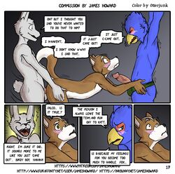 3boys anal anal_sex anthro avian beak bird blush bound canine clothing comic dialogue english_text erection falco_lombardi falcon forced fox fox_mccloud furaffinity_username gay hi_res humanoid_penis inkbunny_username james_howard lagomorph laugh male male_only male_penetrating mammal multiple_boys nintendo nude open_mouth otterjunk page_17 patreon_username penetration penis rabbit rape sex speech_bubble star_fox text underwear video_games yaoi