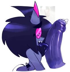 ambiguous_gender artist_sona demon fr3akk0 glasses huge_cock licking_penis long_tongue nonbinary precum purple_penis purple_skin