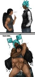 1futa 2girls before_and_after bird_girl bird_wings black_hair blue_hair breasts choking cum_in_pussy cum_inside cumming dark-skinned_female dark_skin dialogue diamond_girl drooling futa_on_female futanari hard_nipples height_difference kawra kawra_(tiktoker) lesbian_sex muscular muscular_female original_character original_characters partially_clothed pubic_hair pussy pussy_juice rolling_eyes scars sex short_hair squirting suffocation teal_hair tiktok ueffohe wings yuri