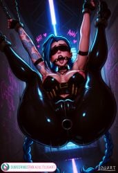 1girls absurdres ai_generated arcane artist_name attractive bdsm_outfit big_breasts blindfold blindfolded blue_hair bondage bondage_gear bondage_outfit braid breasts cartoony catsuit cleavage commentary_request detailed exposed exposed_breasts female female_only gag gagged high_quality highres hourglass_figure jinx_(league_of_legends) latex latex_bodysuit latex_clothing latex_suit league_of_legends league_of_legends:_wild_rift leak leaked line_art logart naked naked_female nipples nsfw nude nudity pierced_nipples piercing pony_diffusion_xl pussy ring_gag seductive sensitive stable_diffusion subscribestar tagme watermark web_address
