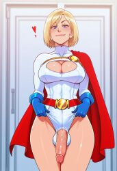 1futa 2d ai_generated anasheya_(style) blonde_futa blonde_hair blondshell civitai dc dc_comics futa_only futanari light-skinned_futa light_skin power_girl solo