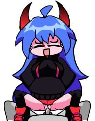 animated anon blue_hair closed_eyes clothed_female_nude_male clothed_sex demon_girl demon_horns fnf_mod fnf_mods fnf_oc friday_night_funkin friday_night_funkin_mod heavenly_devilish hoodie long_hair lying_on_back missionary_position moaning muetzi muzumi_thorns oc original_character self_upload sex skirt spread_legs sprite_edit straight succubus succubus_horns thighhighs vaginal_penetration