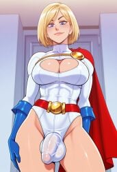 1futa 2d ai_generated anasheya_(style) blondshell dc dc_comics futa_only futanari human light-skinned_futa light_skin power_girl solo