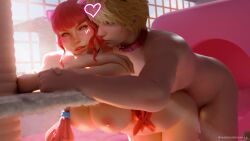 ahe_gao ahe_gao blonde_hair breasts choking cute cute_face denji_(chainsaw_man) doggy_style doggy_style hardcorevanilla holding_hands hug_from_behind intimate kitten love makima_(chainsaw_man) petplay puppyplay red_hair