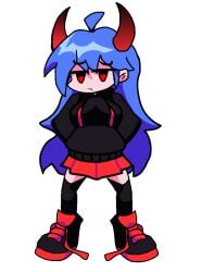 animated anon blue_hair clothed_female_nude_male clothed_sex demon_girl demon_horns fnf_mod fnf_mods fnf_oc friday_night_funkin friday_night_funkin_mod heavenly_devilish hoodie long_hair lying_on_back missionary_position muetzi muzumi_thorns oc original_character red_eyes sex skirt spread_legs sprite_edit straight succubus succubus_horns thighhighs vaginal_penetration