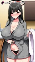 1girls 2025 ai_assisted ai_generated anime artist_name black_bra black_hair black_panties blue_archive blush bra breast breasts bust chest cleavage clothed_female female female_focus female_only giant_breasts hair_ornament hairclip heavy_breasts hi_res high_quality high_resolution highres huge_boobs huge_breasts lace-trimmed_bra long_hair massive_boobs massive_breasts nose_blush panties patreon patreon_username ribbed_sweater rio_(blue_archive) skypassion solo stable_diffusion sweater thighhighs thighs underwear watermark