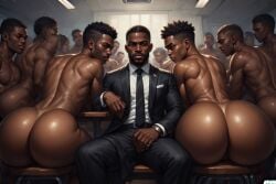 ai_generated big_ass big_butt classroom clothed_male_nude_male dark-skinned_male huge_ass implied_homosexuality male/male/male/male male_only suit