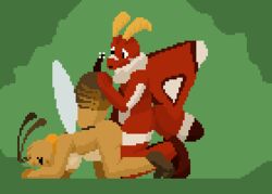 2017 ambiguous_penetration animated anthro arthropod bee breasts duo female from_behind_position giik green_background insects loop low_res male moth nude penetration pixel_art sex simple_background straight wings