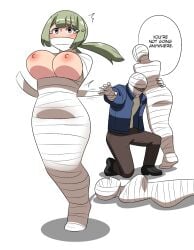 bandage bandages bondage breasts exposed_breasts exposed_nipples gag gagged imbsengirl kidnapped kidnapping mummification mummification_(bound) mummified mummy mummy_wrappings nipple nipples nude nude_female original tape tape_gag taped_mouth wrapped wrapped_up
