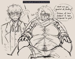 ... 2025 2boys alternate_body_type bara belly_overhang bhm big_belly big_moobs blushing blushing_male bottomless breath_cloud chubby_male confident cutaway daggarsicar dialogue digital_media_(artwork) erlking_heathcliff_(limbus_company) exposed_belly exposed_fat_belly exposed_navel eyebrow_slits facial_hair fat_belly fat_fetish fat_male fat_thighs gay gloves hairy_chest hairy_male hairy_moobs happy_trail hindley_(limbus_company) honestly_quite_incredible innie_belly_button large_moobs leather_coat leather_strap limbus_company long_haired_male male/male male_focus male_only male_weight_gain messy_hair moobs overcoat overweight_male project_moon request scarf scars_all_over scars_on_stomach simple_background sitting_on_chair sketch smirk smirking staring_at_another straining_buttons straining_clothing stunned stunned_silence sweaty_belly taunting teasing_another teasing_smile thigh_strap tremor_bursted uncolored untied_tie wardrobe_malfunction weight_gain yaoi