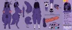 2025 agnes_(boobfan06) animal_genitalia anthro artist_name ass balls big_ass big_breasts big_butt big_penis black_nose black_pawpads blue_eyes boobfan06 breasts canid canine canine_genitalia canis chest_tuft collar color_swatch curled_tail domestic_dog eyelashes eyeshadow eyewear female floppy_ears fluffy fluffy_tail fur genitals glasses gynomorph hair hi_res huge_breasts huge_cock intersex knot knotted_penis larger_female makeup mammal medium_hair model_sheet neck_tuft nipple_piercing nipples nude_anthro nude_gynomorph open_mouth pawpads paws penis piercing pride_color_flag pubes purple_background purple_body purple_fur purple_hair rectangular_glasses sheath simple_background size_difference snout solo solo_focus spiked_collar spikes tail tall_female teeth text tuft wearing_glasses