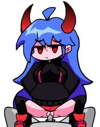 animated anon blue_hair clothed_female_nude_male clothed_sex demon_girl demon_horns dialogue fnf_mod fnf_mods fnf_oc friday_night_funkin friday_night_funkin_mod heavenly_devilish hoodie long_hair lying_on_back missionary_position muetzi muzumi_thorns oc original_character red_eyes self_upload sex shy skirt spread_legs sprite_edit straight succubus succubus_horns thighhighs vaginal_penetration