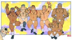 7boys abs aether_deity_(tokyo_afterschool_summoners) arm_hair armband armpit_hair armpits arms_up artist_name bandage bandaged_leg bandaid bandaid_on_face bara beard_stubble beefy biceps big_areola big_nose blonde_hair blue_hair blush brown_hair bulge bulge_through_clothing chest_hair clenched_hand clenched_teeth closed_eyes colorful_background daddy dark_skin dilf elemental_creature erect_nipples fire_deity_(tokyo_afterschool_summoners) flaccid frown fundoshi fundoshi_only galeoria_(pixiv) gay green_hair grin hachimaki hand_on_hip happy headband heart_symbol hi_res hogen_(tokyo_afterschool_summoners) hunk infernal_deity_(tokyo_afterschool_summoners) japanese_clothes laugh leg_hair legs_apart light_skin looking_at_viewer male male_only manly mature_male moustache multiple_boys muscles muscular muscular_arms muscular_legs muscular_male muscular_thighs navel necklace nether_deity_(tokyo_afterschool_summoners) one_eye_closed pantsless pecs pose posing posing_for_the_viewer quadriceps red_hair rokushaku_fundoshi rope rope_around_wrist shide shoe_soles short_hair sideburns simple_shading sitting six_pack standing standing_on_one_leg tabi_socks thick thick_arms thick_eyebrows thick_thighs thumbs_up tokyo_afterschool_summoners tongue_out topless tough_guy triceps water_deity_(tokyo_afterschool_summoners) white_border white_fundoshi white_hair wood_deity_(tokyo_afterschool_summoners) yaoi yellow_eyes