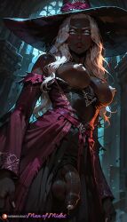 ai_generated balls black_skin blue_eyes dark-skinned_female dark-skinned_futa dark_skin dickgirl elden_ring elden_ring_nightreign female flaccid flaccid_penis foreskin fromsoftware futa_focus futa_only futanari intersex long_hair manofmidas penis recluse_(nightreign) uncircumcised white_areola white_eyebrows white_glans white_hair white_nipples witch witch_costume witch_hat