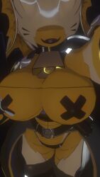 big_breasts bug bug_girl cowbell furry helldiver helldivers open_mouth pasties sabrean selfie smiling_at_viewer thick_thighs vrchat vrchat_avatar x_pasties
