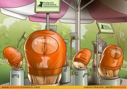 1boys 6girls bondage commodification erenisch female illustration legal_slavery machine male park plastic_wrap protective_cover public public_sex public_use pussy rear_pussy rear_view slave slavegirl trees
