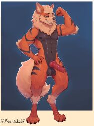 3:4 abs absurd_res animal_genitalia animal_penis ankle_tuft anthro anthrofied arcanine arm_tuft athletic balls black_balls black_body black_fur black_nipples bodily_fluids canid canine canine_genitalia canine_penis claws countershading digitigrade elbow_tuft erection feenicks87 feet flexing flexing_bicep fur gay gay_male generation_1_pokemon genital_fluids genitals green_eyes hand_on_hip hi_res homosexual homosexual_male knot knotted_penis leaking_precum leg_tuft looking_at_viewer male male/male male_only male_penetrating mammal mane multicolored_body multicolored_fur muscular muscular_anthro muscular_male neck_tuft nintendo nipples nude orange_body orange_fur pecs penis pokemon pokemon_(species) pokemorph precum precum_string red_penis reverse_countershading seductive sheath signature simple_background smile solo standing striped_body stripes sweat sweaty_balls sweaty_genitalia tail tan_body tan_fur teeth thick_thighs tooth_glint tuft vein veiny_penis