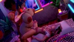1girls 2boys 3d anal_sex astolfo_(fate) big_penis fate/grand_order fate_(series) fujimaru_ritsuka_(male) gay gay_sex huge_breasts koikatsu milf minamoto_no_raikou_(fate/grand_order) pink_hair pregnant purple_hair small_penis sound tagme tongue_out video