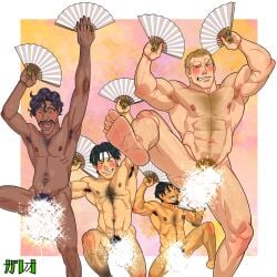 1:1 4boys abs arm_hair armpit_hair armpits arms_up artist_name arvind_lavie ass_visible_through_thighs balls bara beard beefy biceps big_areola big_balls big_balls_small_penis black_eyes black_hair blonde_hair blue_eyes blush blushing_profusely censored censored_balls censored_penis chest_hair closed_eyes curly_hair daddy dancing dangling_testicles dark_skin dilf embarrassed excessive_pubic_hair exhibitionism eyebrow_scar flaccid folding_fan frown galeoria_(pixiv) gay genital_outline goatee goro_hoshino grin hachimaki hachirota_hoshino hairy happy happy_trail headband height_difference hi_res holding_object huge_balls hunk leg_hair legs_up light_skin looking_at_another looking_at_viewer male male_only manly mature_male moustache muscles muscular muscular_arms muscular_male navel navel_hair one_eye_closed pecs penis pink_background planetes pubic_hair scar scar_on_face shameless short_hair six_pack size_difference sparkles spread_legs standing standing_on_one_leg sweat sweatdrop swinging_balls swinging_penis testicles tough_guy triceps v-shaped_eyebrows white_border yaoi yuri_mihairokov