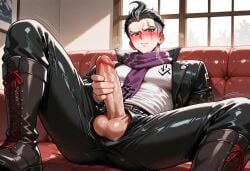 1boy abs ai_generated anal_sex ass balls black_pants blush boots bsky_link civitai cum cum_in_ass cum_inside cumshot danganronpa danganronpa_2:_goodbye_despair gay gay_sex gundham_tanaka illustrious_(stable_diffusion) male male_only male_orgasm masturbation moan moaning nude nude_male orgasm penis precum precum_drip relaxing scarf seductive smirk sofa solo solo_male spread_legs tag_me tanaka_gundham testicles yaoi zipper zipper_down