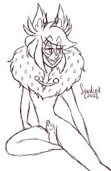 1boy 2022 alastor_(hazbin_hotel) animal_ears artist_name artist_signature cock cosplay dated dick hazbin_hotel male penis sharp_teeth solo sqwdink tagme valentino_(hazbin_hotel)