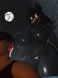 1boy 1girls 3d anthro big_breasts black_body black_fur black_hair breasts ears female huge_breasts human imminent_sex larger_female long_hair mal0 male male/female malo moon naked naked_female night night_sky nipples nude nude_female outdoors outside renrailos scp-1471 scp-1471-a scp-1471-a_(scrag) scp_foundation shorter_male skull_head smaller_male taller_girl thick_thighs wide_hips wolf wolf_girl