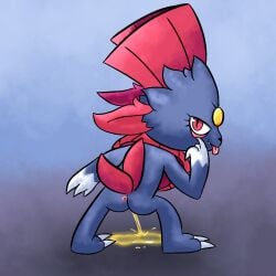 1:1 2023 ambiguous_gender anthro ass black_nose bodily_fluids cute_fangs eyelid_pull eyelid_pull_taunt fangs fangsfur fur generation_4_pokemon genital_fluids gesture hi_res leaning leaning_forward looking_at_viewer looking_back looking_back_at_viewer mooning nintendo peeing peeing_on_ground pokemon pokemon_(species) rear_view red_eyes red_tail solo suplosers tail taunting teeth tongue tongue_out urine urine_on_ground urine_pool urine_stream weavile white_body white_fur